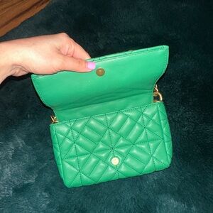 Zara Green Quilted Shoulder Bag